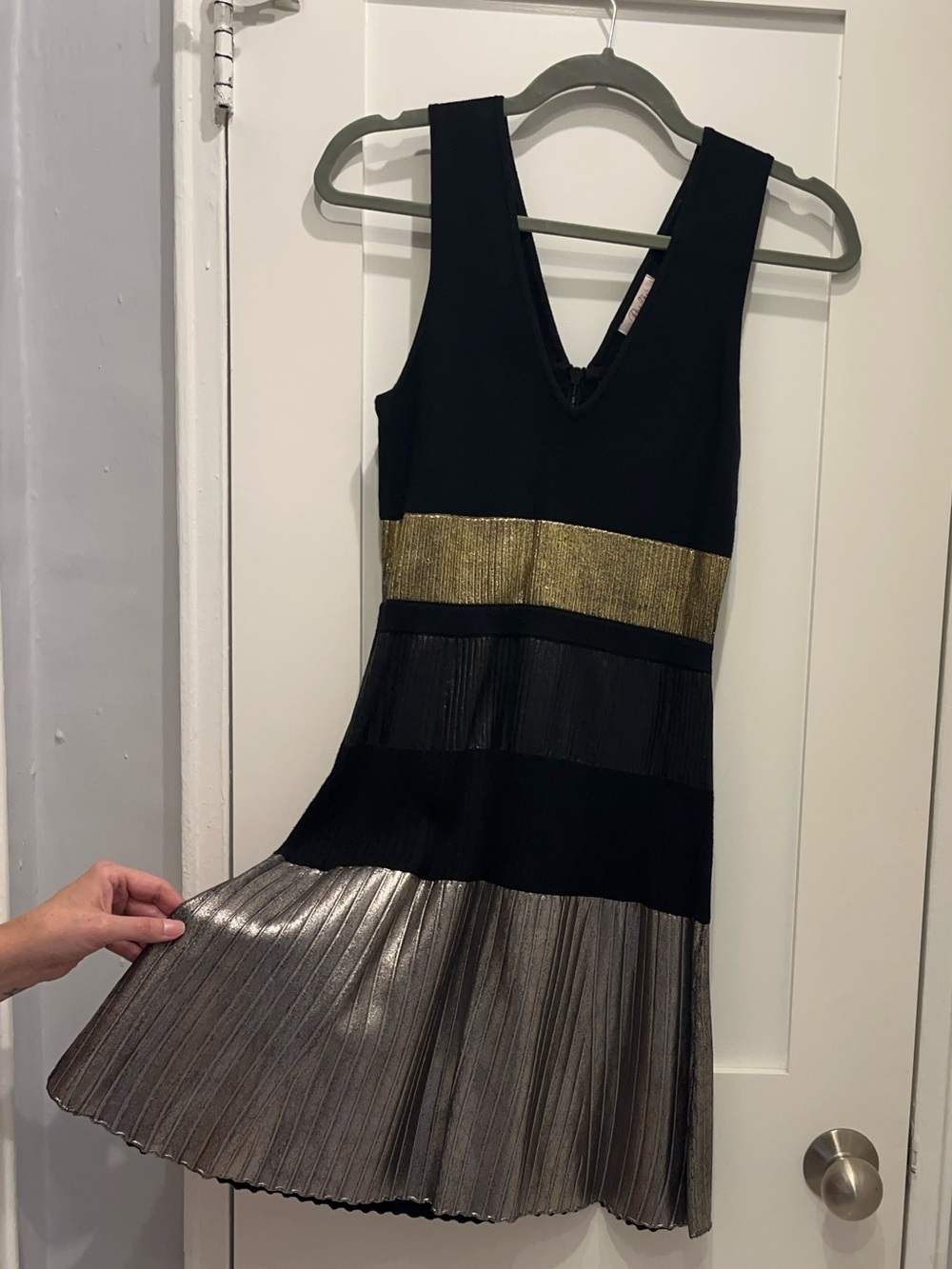 Parker Knit Dress Painted metallic stripes